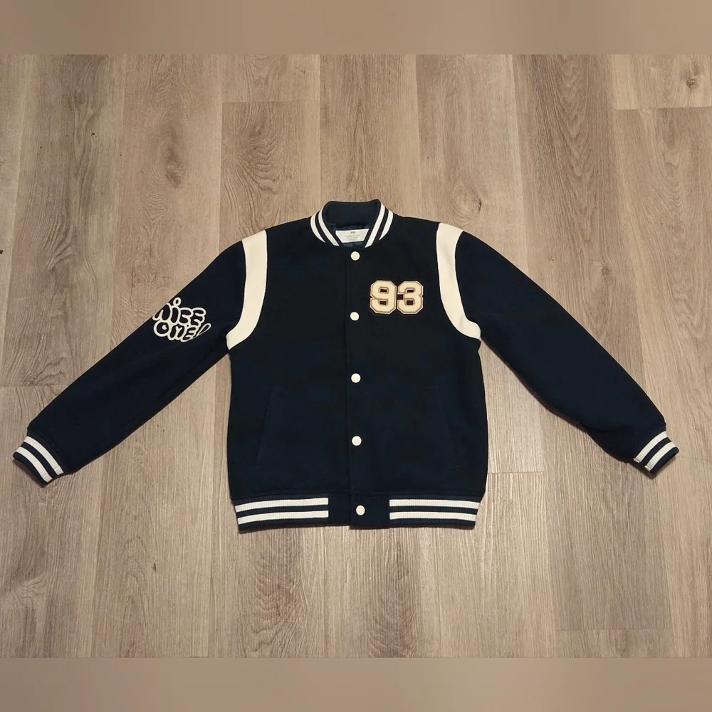 H&M Green and White Varsity Jacket